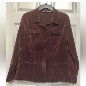 CROFT & BARROW JACKET WOMEN'S SIZE L CORDUROY BURGANDY BUTTON DOWN LONG SLEEVES